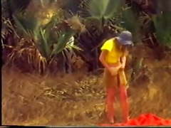 White girl on African beach vintage