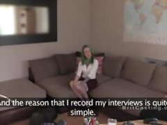 Green colored hair amateur banged in casting