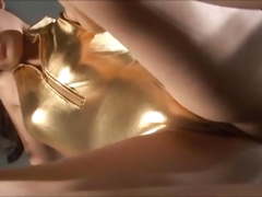 Softcore asian shiny leotard tease